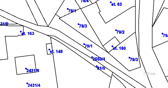 Parcela st. 79/1 v KÚ Sedlejov, Katastrální mapa