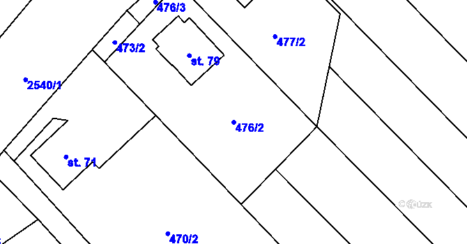 Parcela st. 476/2 v KÚ Sedlejov, Katastrální mapa