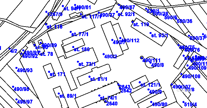 Parcela st. 490/2 v KÚ Sedlejov, Katastrální mapa
