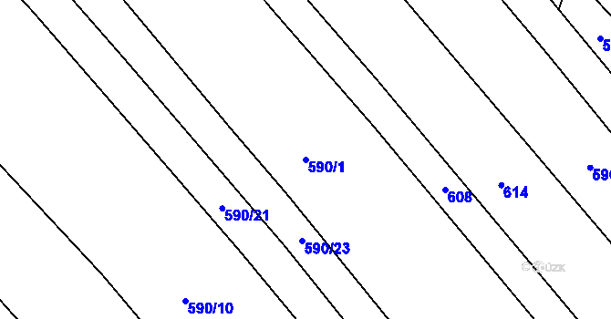 Parcela st. 590/1 v KÚ Sedlejov, Katastrální mapa