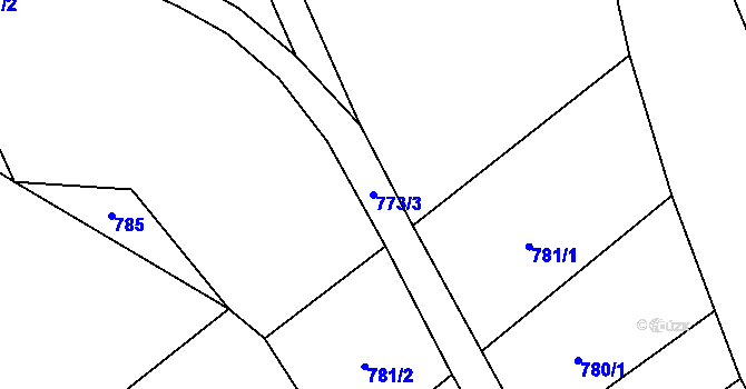 Parcela st. 773/3 v KÚ Sedlejov, Katastrální mapa