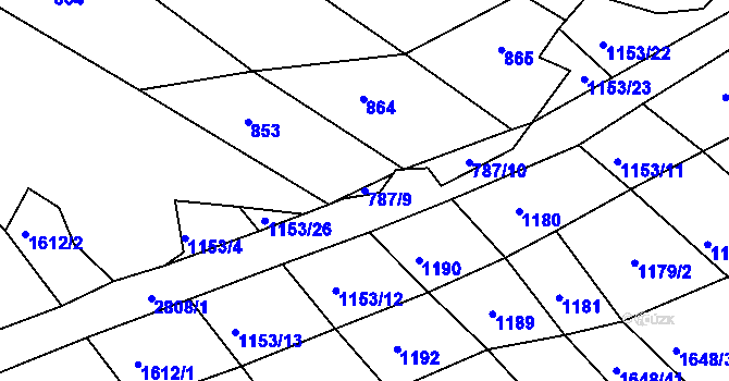 Parcela st. 787/9 v KÚ Sedlejov, Katastrální mapa