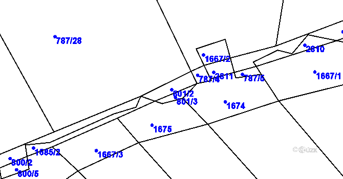 Parcela st. 801/2 v KÚ Sedlejov, Katastrální mapa