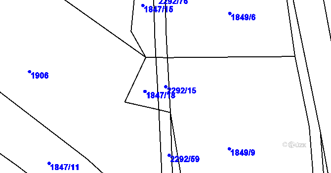 Parcela st. 2292/15 v KÚ Sedlejov, Katastrální mapa