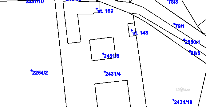Parcela st. 2431/6 v KÚ Sedlejov, Katastrální mapa