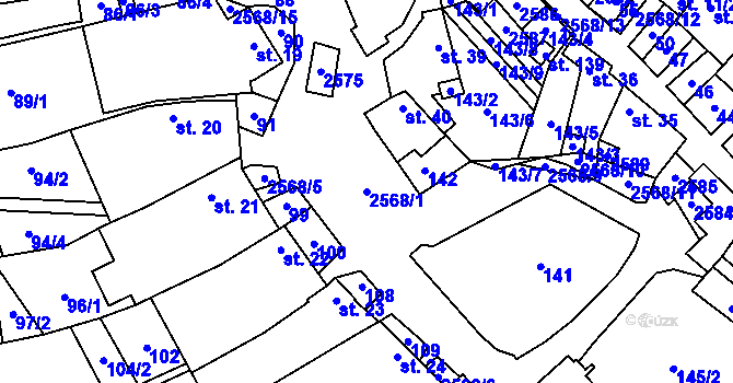 Parcela st. 2568/1 v KÚ Sedlejov, Katastrální mapa