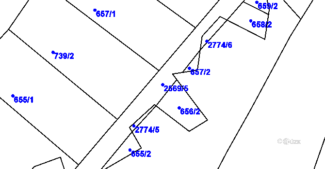 Parcela st. 2569/5 v KÚ Sedlejov, Katastrální mapa