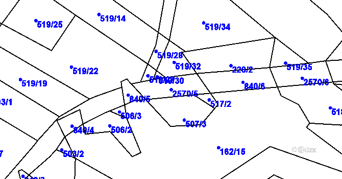 Parcela st. 2570/5 v KÚ Sedlejov, Katastrální mapa