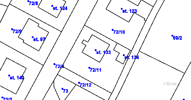 Parcela st. 133 v KÚ Sedlejov, Katastrální mapa