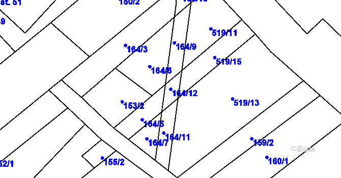 Parcela st. 164/12 v KÚ Sedlejov, Katastrální mapa