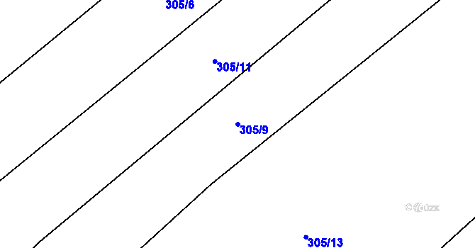 Parcela st. 305/9 v KÚ Sedlejov, Katastrální mapa