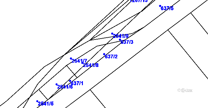 Parcela st. 637/2 v KÚ Sedlejov, Katastrální mapa