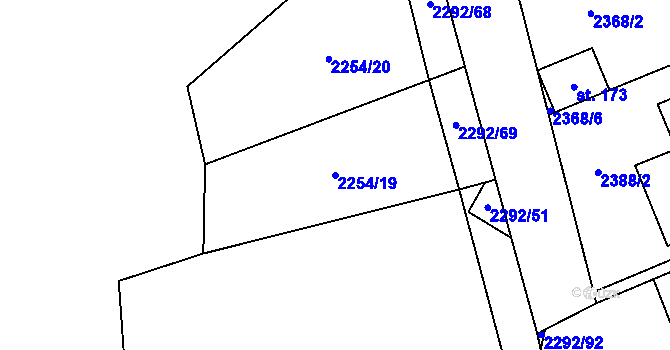 Parcela st. 2254/19 v KÚ Sedlejov, Katastrální mapa