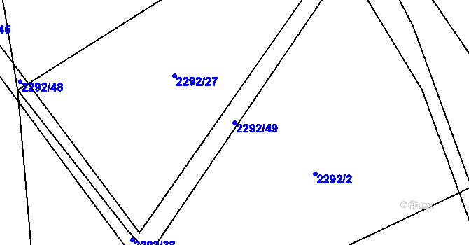Parcela st. 2292/49 v KÚ Sedlejov, Katastrální mapa