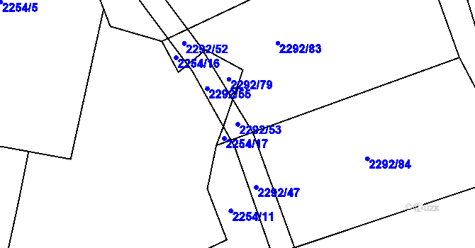 Parcela st. 2292/53 v KÚ Sedlejov, Katastrální mapa