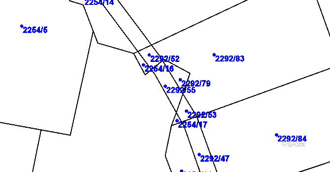 Parcela st. 2292/55 v KÚ Sedlejov, Katastrální mapa
