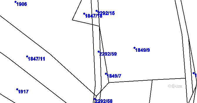 Parcela st. 2292/59 v KÚ Sedlejov, Katastrální mapa
