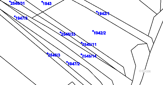 Parcela st. 2546/11 v KÚ Sedlejov, Katastrální mapa