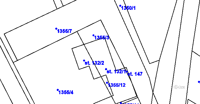 Parcela st. 132/1 v KÚ Sedlejov, Katastrální mapa