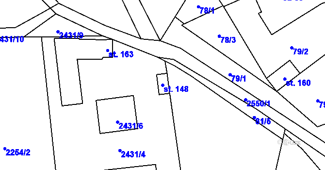 Parcela st. 148 v KÚ Sedlejov, Katastrální mapa