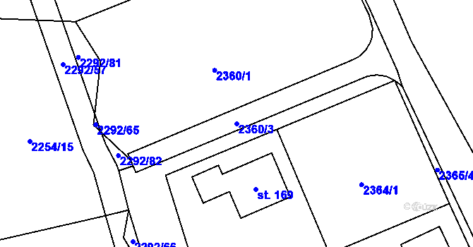 Parcela st. 2360/3 v KÚ Sedlejov, Katastrální mapa