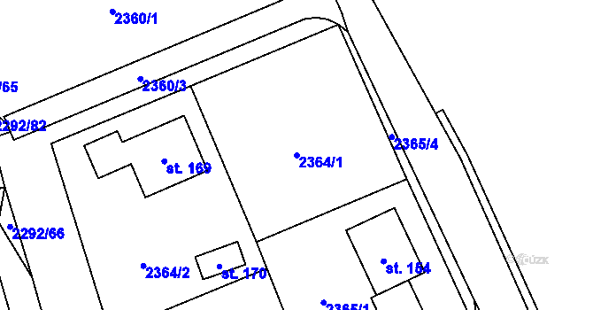 Parcela st. 2364/1 v KÚ Sedlejov, Katastrální mapa