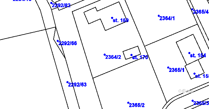 Parcela st. 2364/2 v KÚ Sedlejov, Katastrální mapa