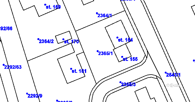 Parcela st. 2365/1 v KÚ Sedlejov, Katastrální mapa