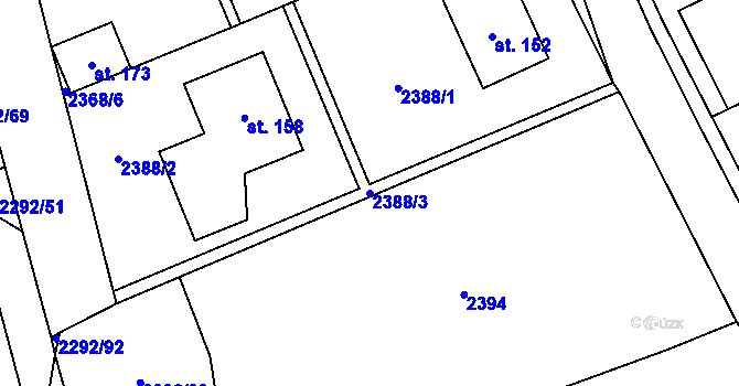 Parcela st. 2388/3 v KÚ Sedlejov, Katastrální mapa