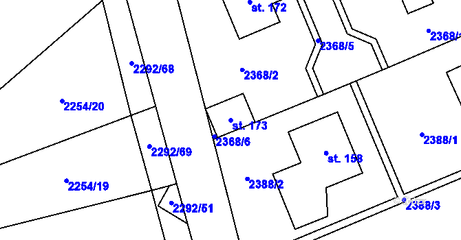 Parcela st. 173 v KÚ Sedlejov, Katastrální mapa