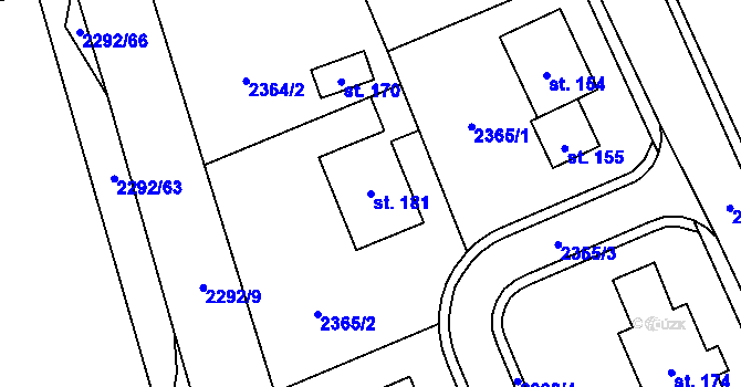 Parcela st. 181 v KÚ Sedlejov, Katastrální mapa