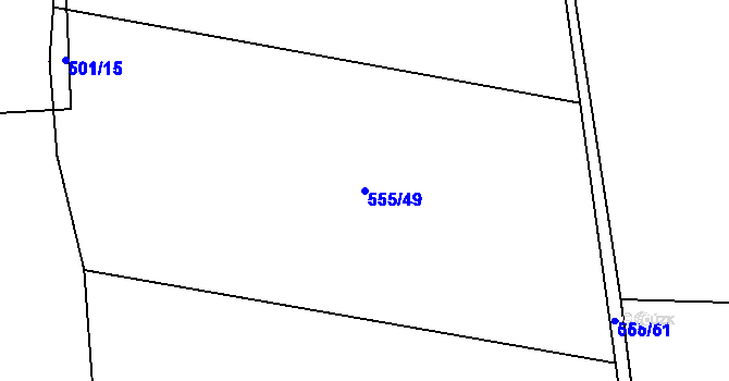 Parcela st. 555/49 v KÚ Jilem u Sedletína, Katastrální mapa