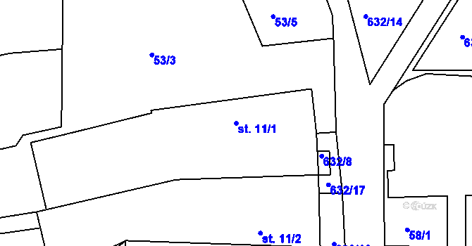 Parcela st. 11/1 v KÚ Jilem u Sedletína, Katastrální mapa