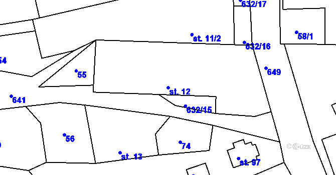 Parcela st. 12 v KÚ Jilem u Sedletína, Katastrální mapa