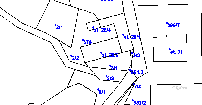 Parcela st. 25/2 v KÚ Jilem u Sedletína, Katastrální mapa