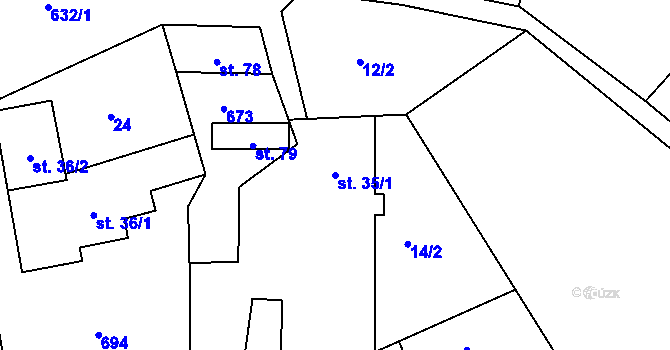 Parcela st. 35/1 v KÚ Jilem u Sedletína, Katastrální mapa