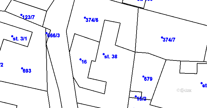 Parcela st. 38 v KÚ Jilem u Sedletína, Katastrální mapa