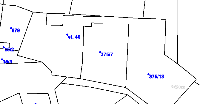 Parcela st. 375/7 v KÚ Jilem u Sedletína, Katastrální mapa