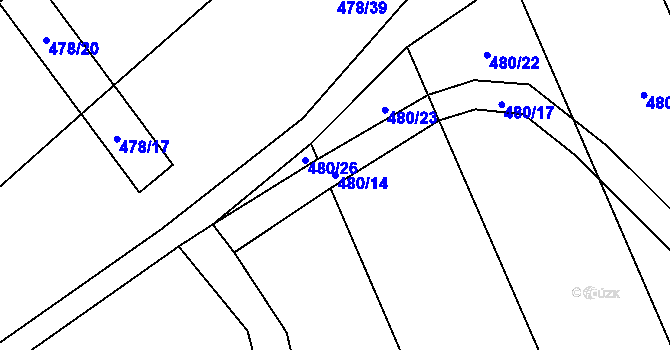Parcela st. 480/14 v KÚ Jilem u Sedletína, Katastrální mapa