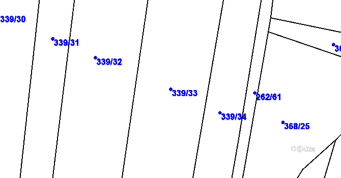 Parcela st. 339/33 v KÚ Sedletín, Katastrální mapa