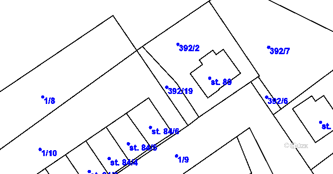 Parcela st. 392/19 v KÚ Sedletín, Katastrální mapa
