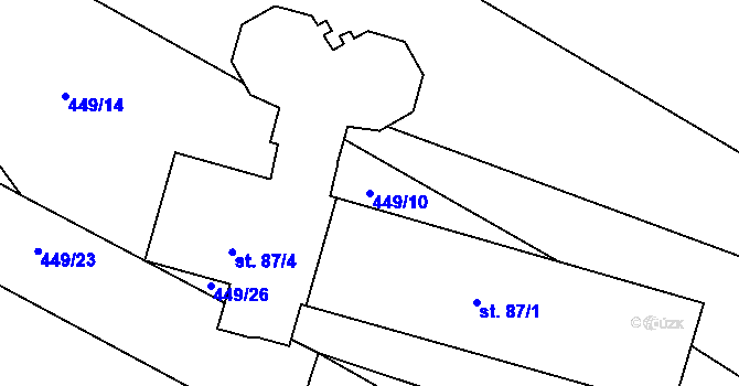 Parcela st. 449/10 v KÚ Sedletín, Katastrální mapa