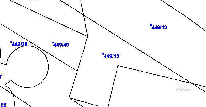 Parcela st. 449/13 v KÚ Sedletín, Katastrální mapa