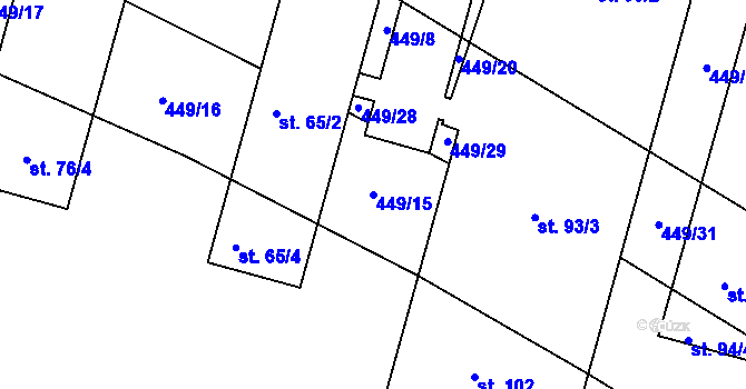 Parcela st. 449/15 v KÚ Sedletín, Katastrální mapa