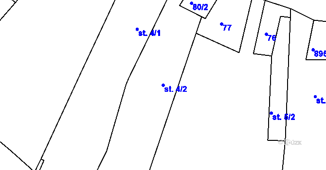 Parcela st. 4/2 v KÚ Sedletín, Katastrální mapa