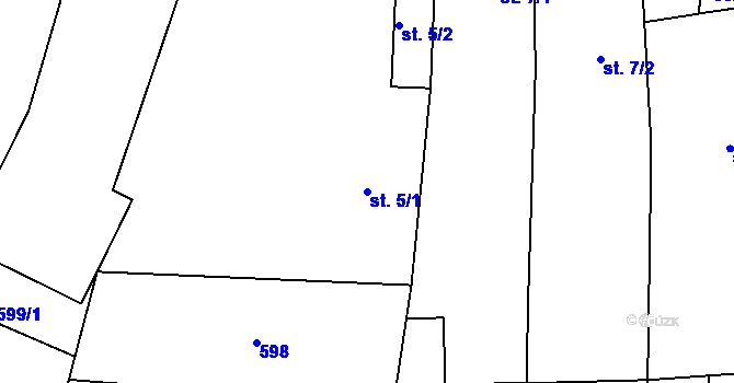 Parcela st. 5/1 v KÚ Sedletín, Katastrální mapa