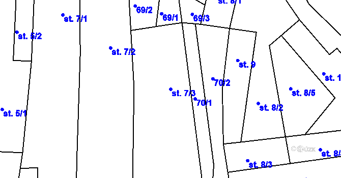 Parcela st. 7/3 v KÚ Sedletín, Katastrální mapa