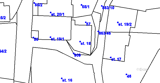 Parcela st. 18 v KÚ Sedletín, Katastrální mapa
