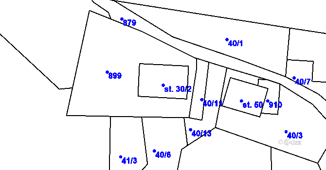 Parcela st. 30/2 v KÚ Sedletín, Katastrální mapa
