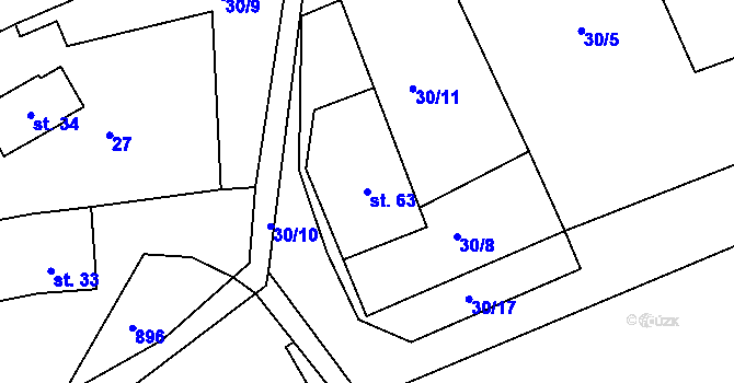 Parcela st. 63 v KÚ Sedletín, Katastrální mapa
